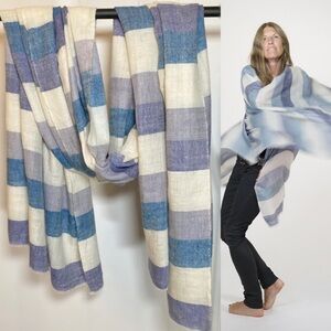 I Pezzi Depinti Cashmere Striped Kani Shamina Striped Shawl Scarf Wrap Large